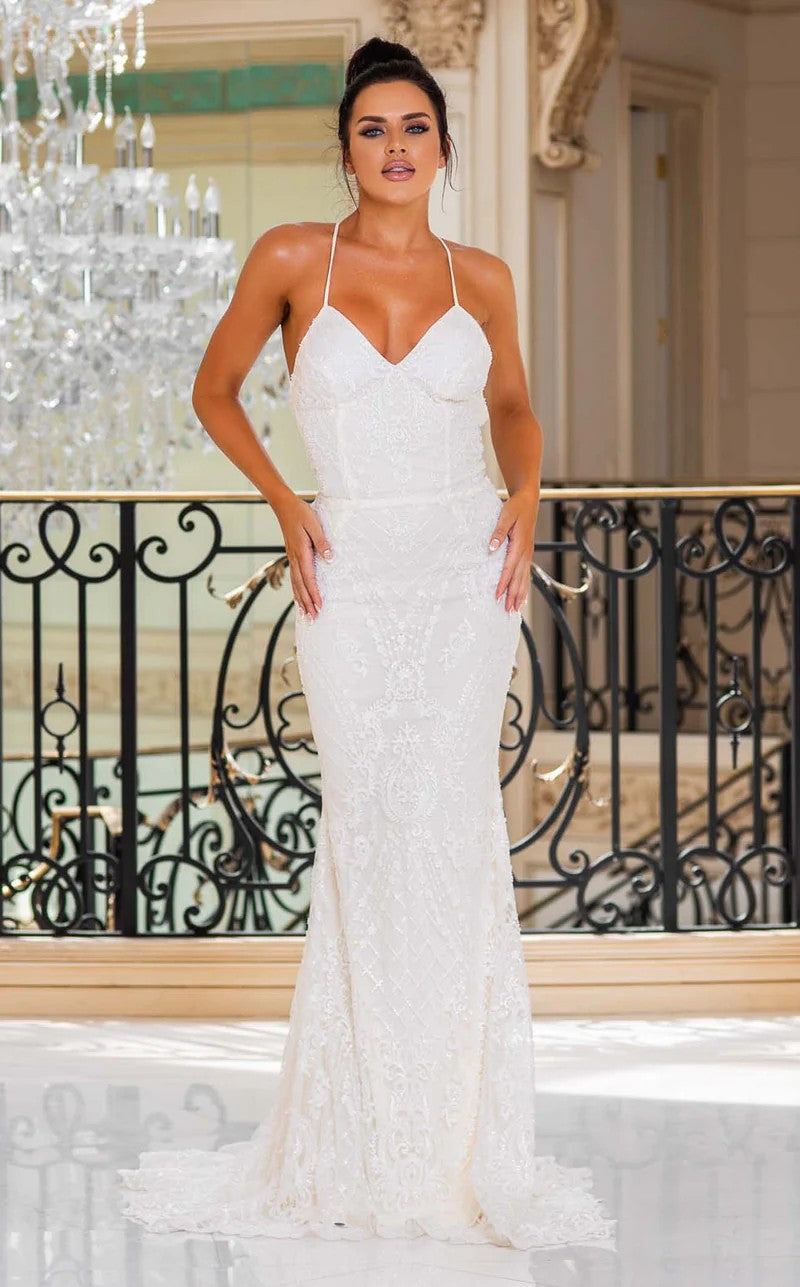 Wedding Dresses Simple Fitted Bridal Gown Lace Wedding Dress White
