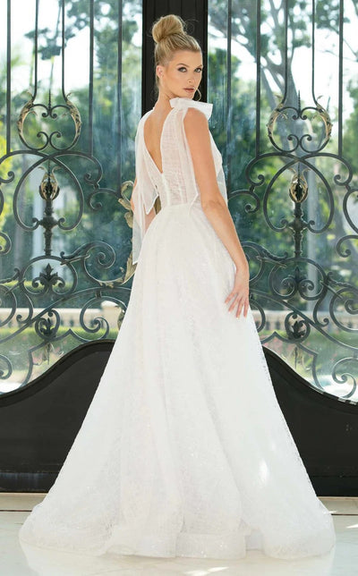 Jessica Angel JA10007 V-Neck Sleeveless A-Line V-Back Glitter Tulle Wedding Dress