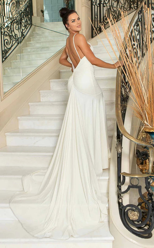Jessica Angel JA10010 V-Neck Spaghetti Strap Trumpet Open Back Wedding Dress