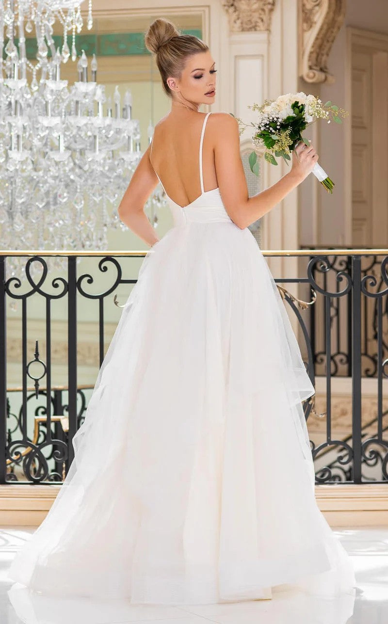 Jessica Angel JA10011 V-Neck Spaghetti Strap BallDress A-Line Open Back Tulle Wedding Dress