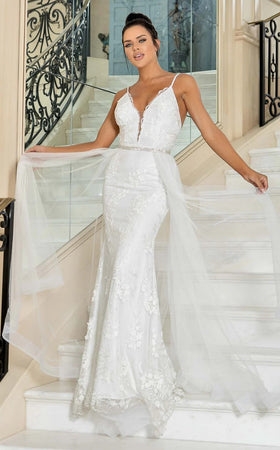 Jessica Angel JA10014 Spaghetti Strap Fitted Low Back Tulle 3D Lace Wedding Dress