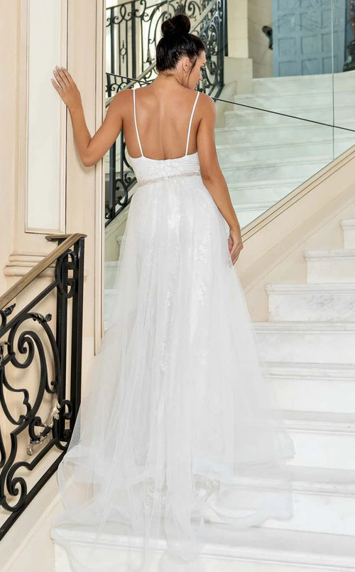 Jessica Angel JA10014 Spaghetti Strap Fitted Low Back Tulle 3D Lace Wedding Dress