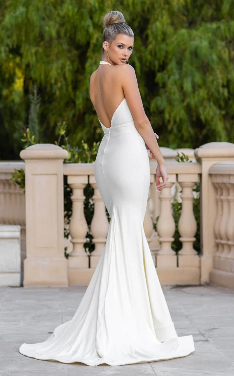 Jessica Angel JA10028 Halter Deep V-Neck Mermaid Floor-Length Wedding Dress