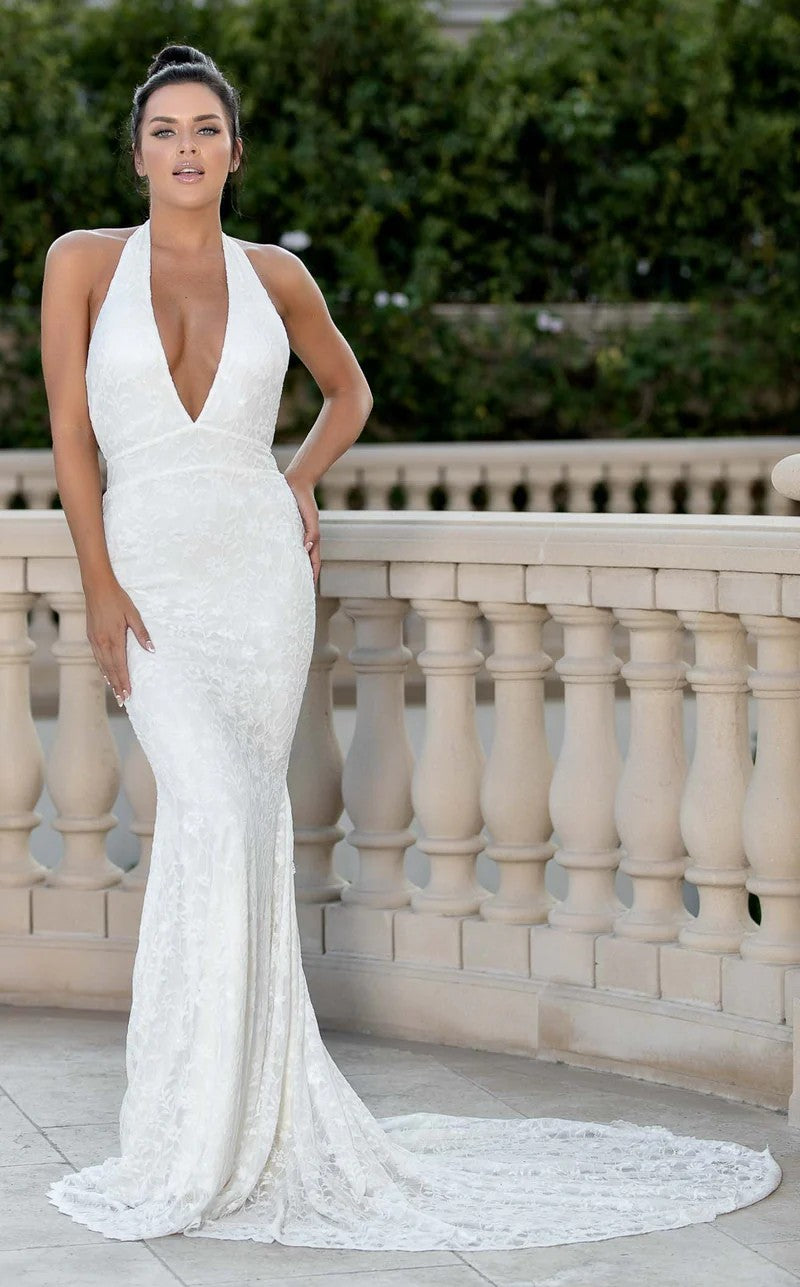 jessica angel halter dress Plunging Fitted Open Back Train Formal Lace Gown JA10029 by dealroom The high side slit S3133 (PDF) | Simplicity Size:38W X 34L