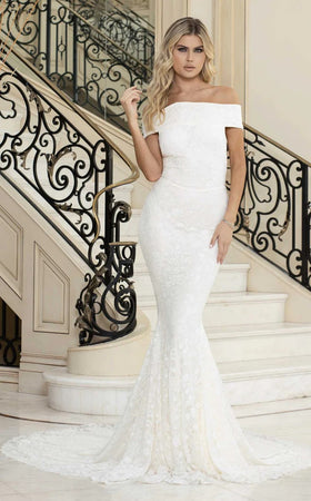 Jessica Angel JA10030 Off-Shoulder Mermaid Formal Floor-Length Lace Wedding Dress