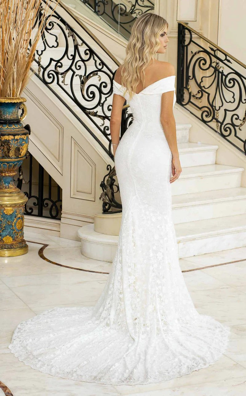 Jessica Angel JA10030 Off-Shoulder Mermaid Formal Floor-Length Lace Wedding Dress