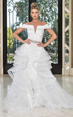 Jessica Angel JA10038 Off-Shoulder Open Back Train Beaded Wedding Dress