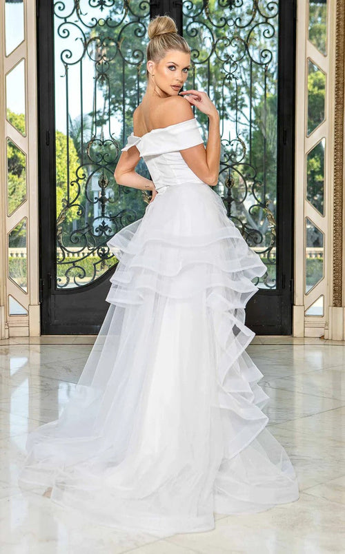 Jessica Angel JA10038 Off-Shoulder Open Back Train Beaded Wedding Dress