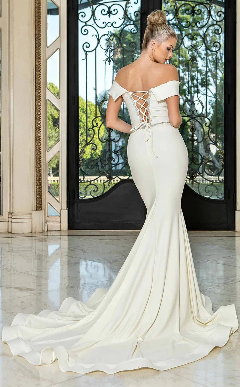 Jessica Angel JA10039 Off-Shoulder Strapless Mermaid Open Back Jersey Wedding Dress