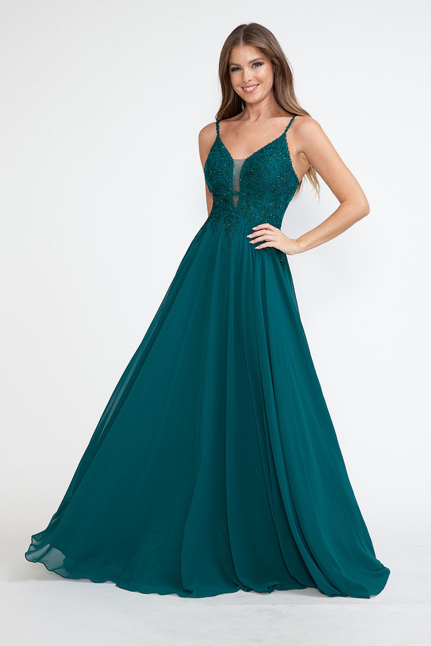 Vestido de fiesta formal sin mangas con escote en V transparente y corpiño de cuentas, bordado, de Lenovia 8185
