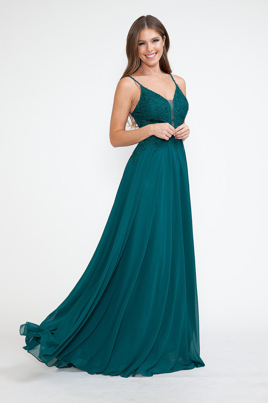Vestido de fiesta formal sin mangas con escote en V transparente y corpiño de cuentas, bordado, de Lenovia 8185