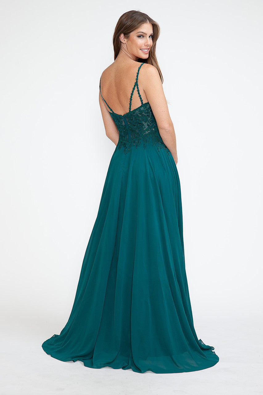 Vestido de fiesta formal sin mangas con escote en V transparente y corpiño de cuentas, bordado, de Lenovia 8185