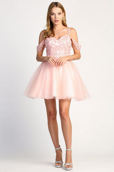 Wedding DressesShort A Line Homecoming Glitter Cocktail Dress Blush