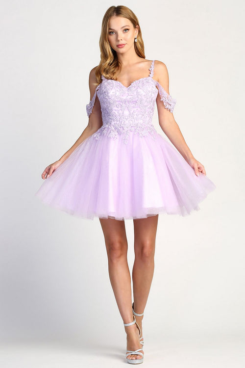 Wedding DressesShort A Line Homecoming Glitter Cocktail Dress Lilac