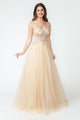 Vestido de fiesta de tul brillante, corte A, con apliques de encaje floral en el cuerpo y tirantes finos dobles, de Lenovia 8182