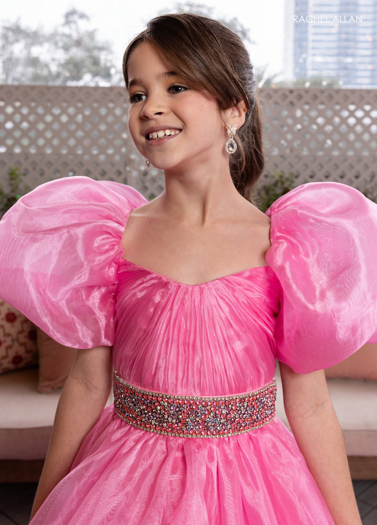 Rachel Allan 10275 Girl's Organza Puff Sleeve Gown