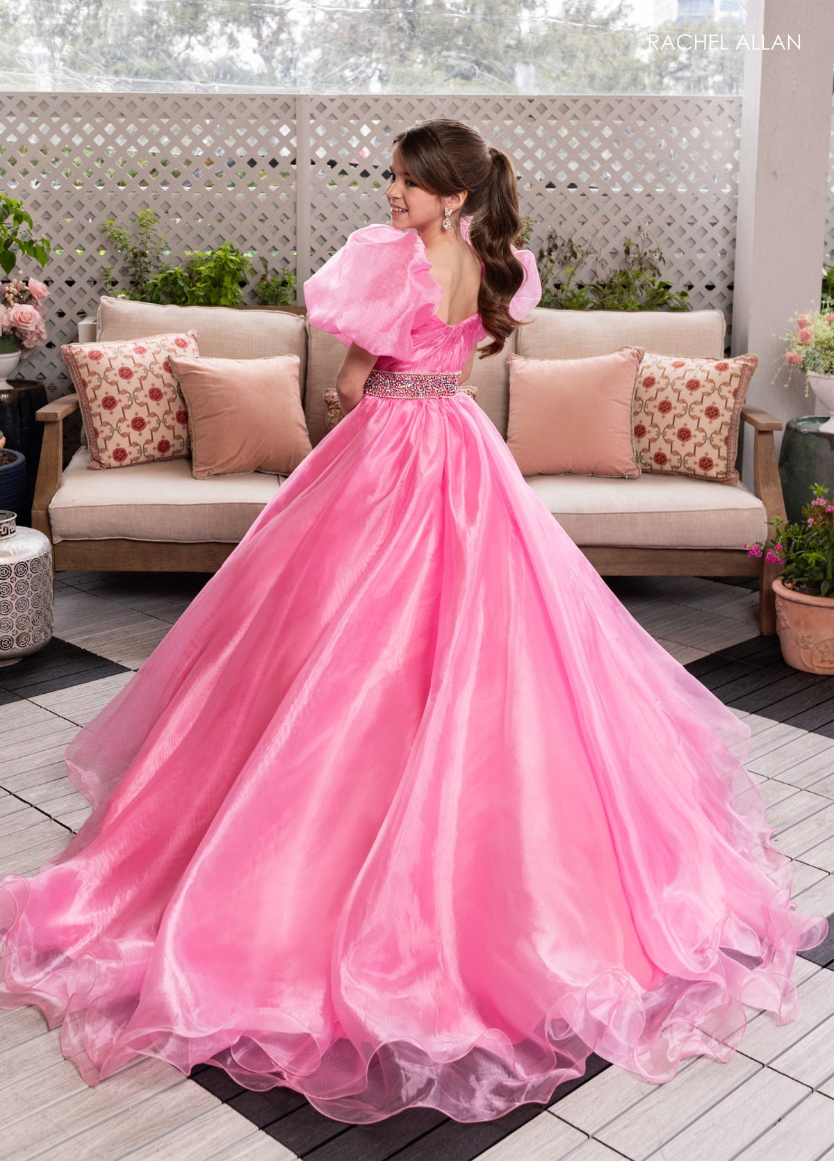 Rachel Allan 10275 Girl's Organza Puff Sleeve Gown