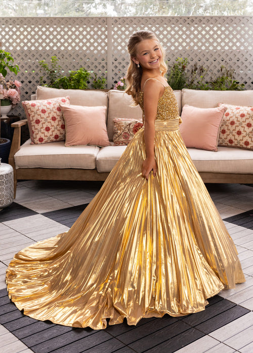 Rachel Allan 10277 Girl's Sleeveless Metallic Gown