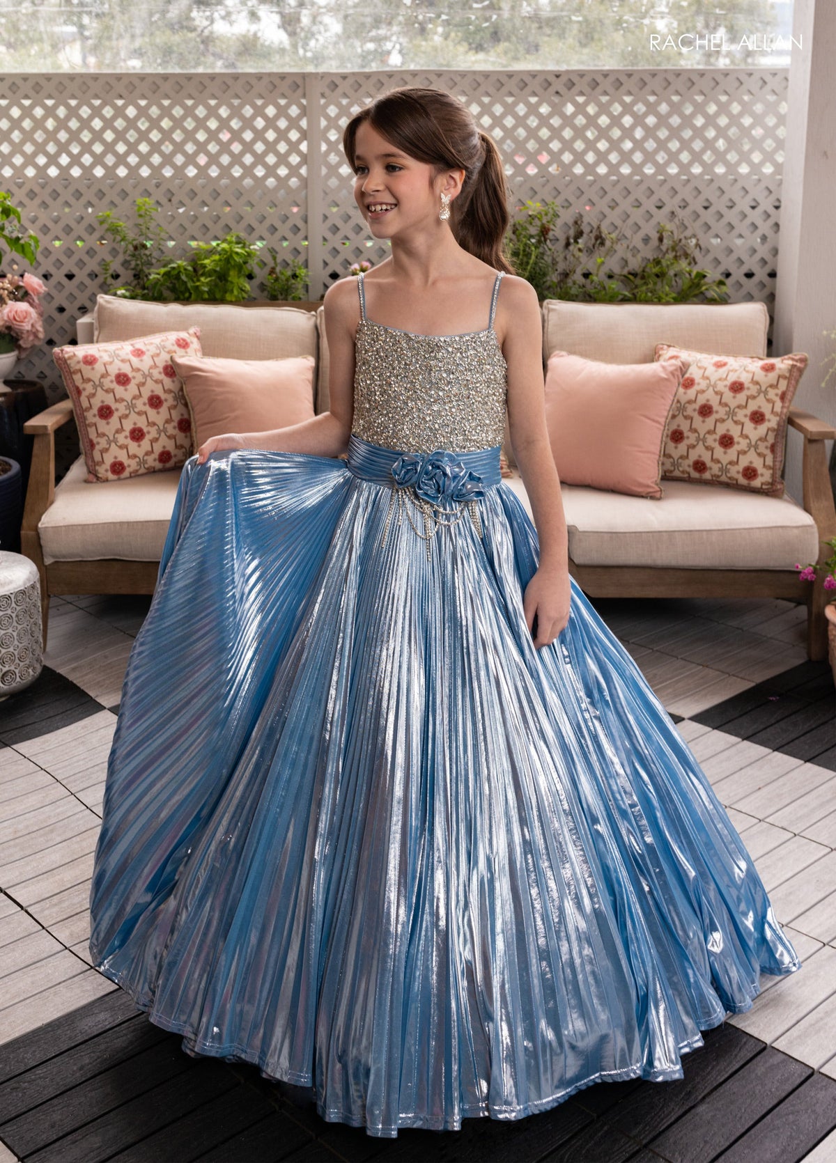 Rachel Allan 10277 Girl's Sleeveless Metallic Gown