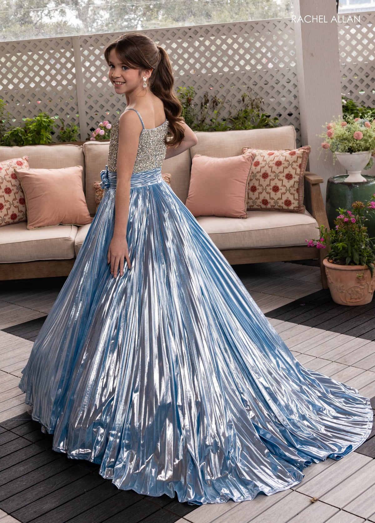 Rachel Allan 10277 Girl's Sleeveless Metallic Gown