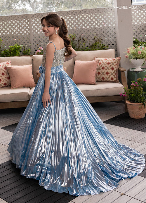Rachel Allan 10277 Girl's Sleeveless Metallic Gown
