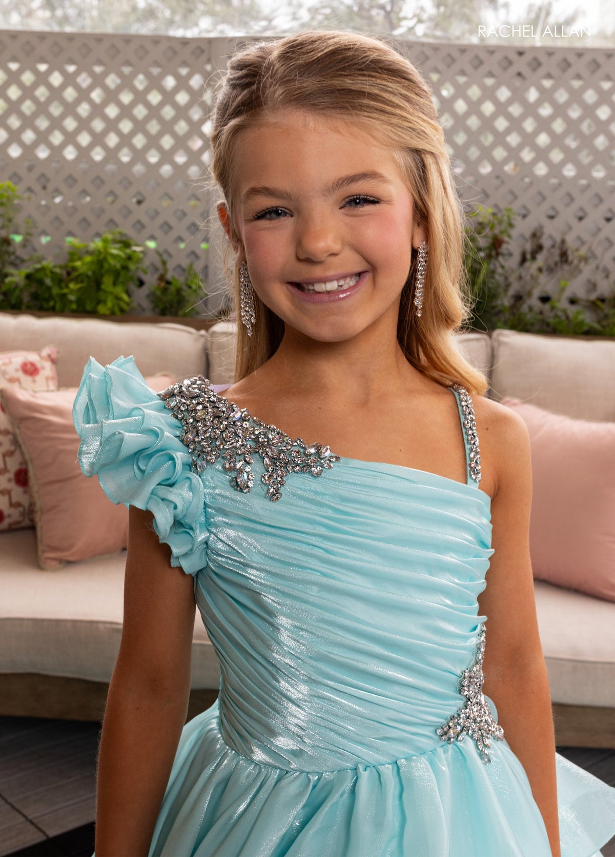 Rachel Allan 10281 Girl's One Shoulder Layered Gown