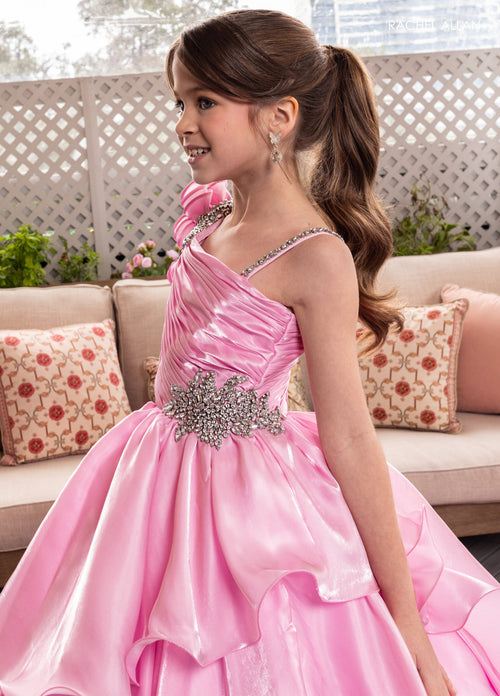 Rachel Allan 10281 Girl's One Shoulder Layered Gown