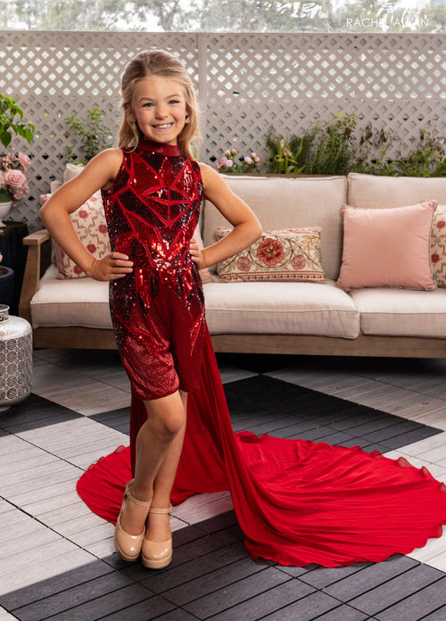 Rachel Allan 10282 Girl's Sequin Halter Romper Quinceañera Ball Gown