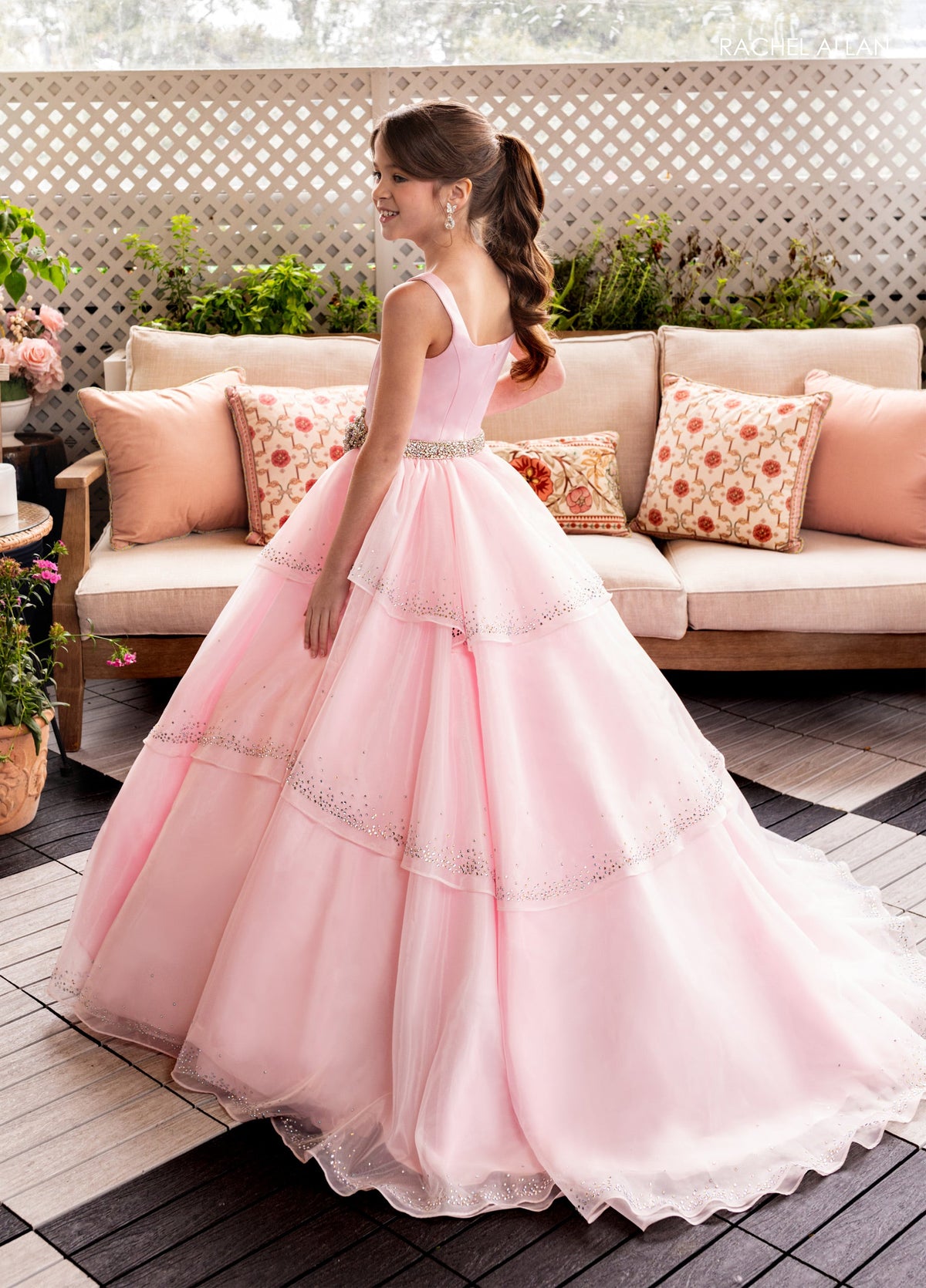 Rachel Allan 10283 Girl's Sleeveless Tiered Gown
