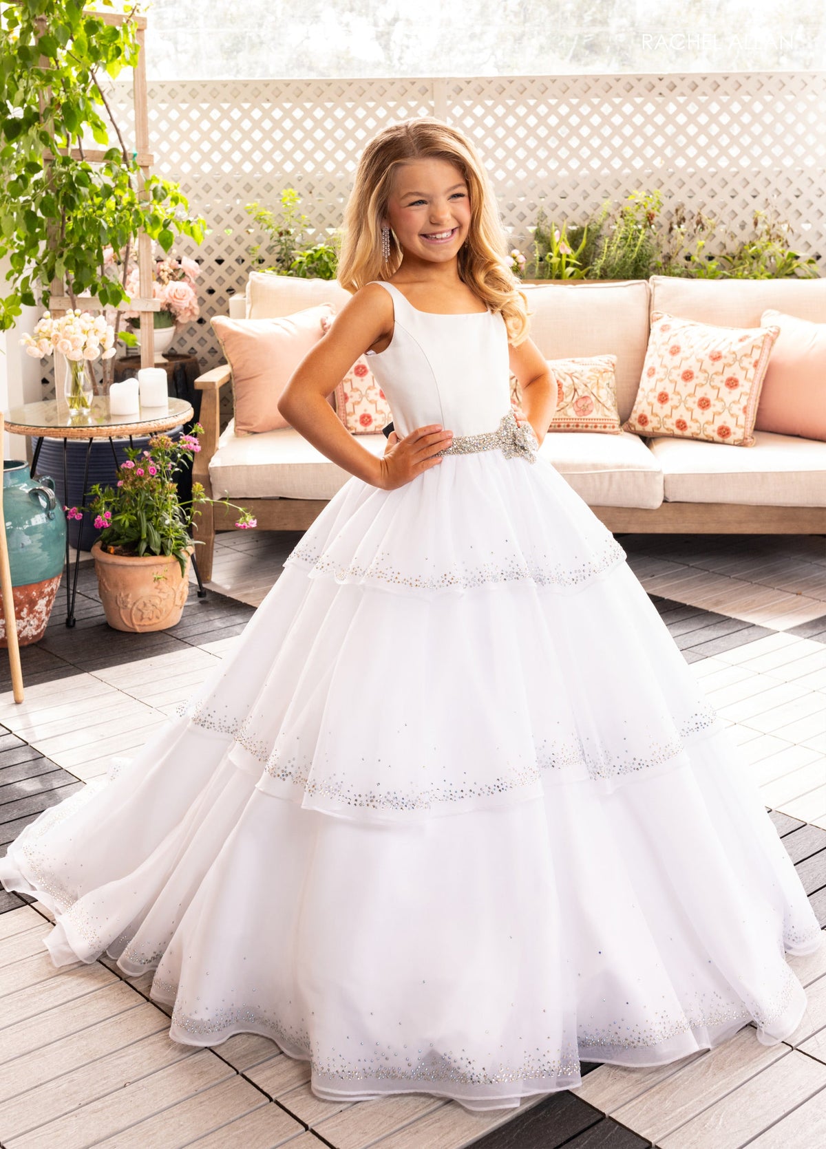 Rachel Allan 10283 Girl's Sleeveless Tiered Gown