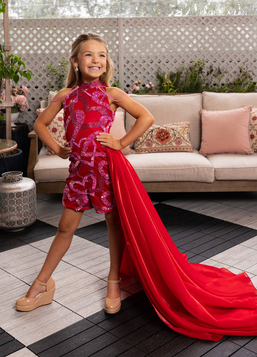 Rachel Allan 10292 Girl's Cold Shoulder Romper Quinceañera Ball Gown
