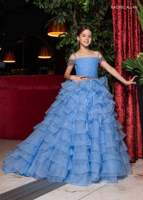 Rachel Allan 10293 Girl's Off Shoulder Ruffled Gown