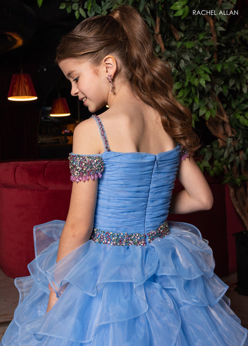 Rachel Allan 10293 Girl's Off Shoulder Ruffled Gown