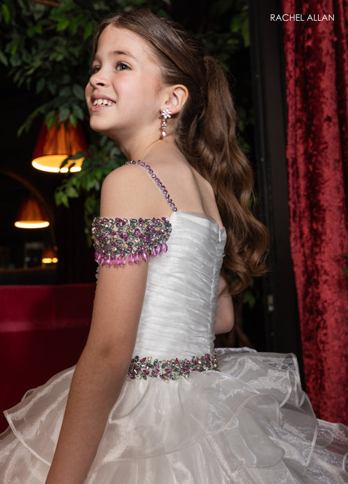 Rachel Allan 10293 Girl's Off Shoulder Ruffled Gown