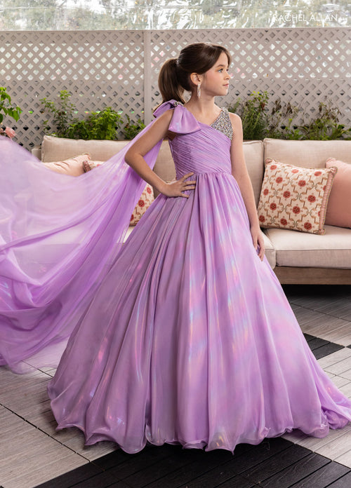 Rachel Allan 10296 Girl's Iridescent One Shoulder Gown