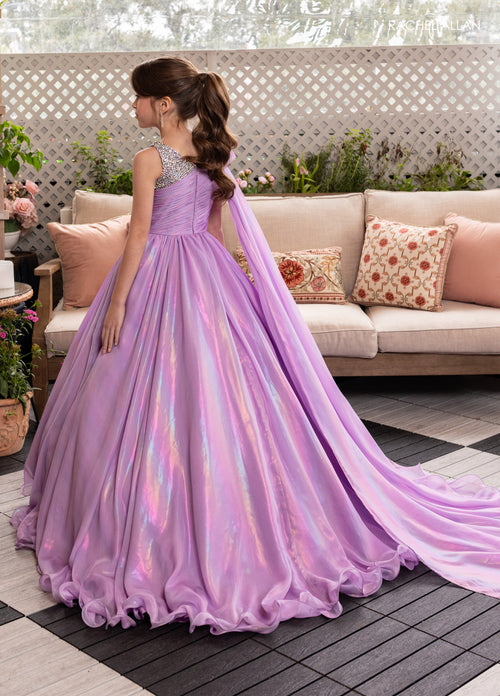 Rachel Allan 10296 Girl's Iridescent One Shoulder Gown