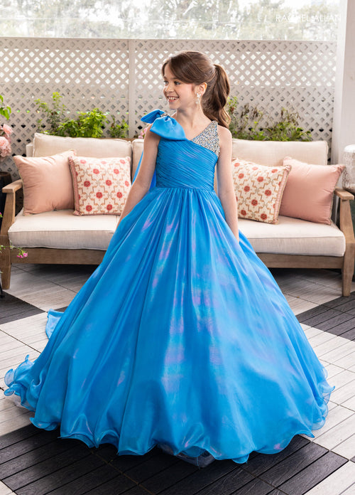 Rachel Allan 10296 Girl's Iridescent One Shoulder Gown