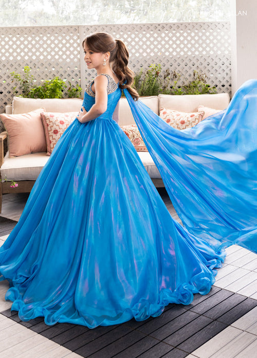 Rachel Allan 10296 Girl's Iridescent One Shoulder Gown