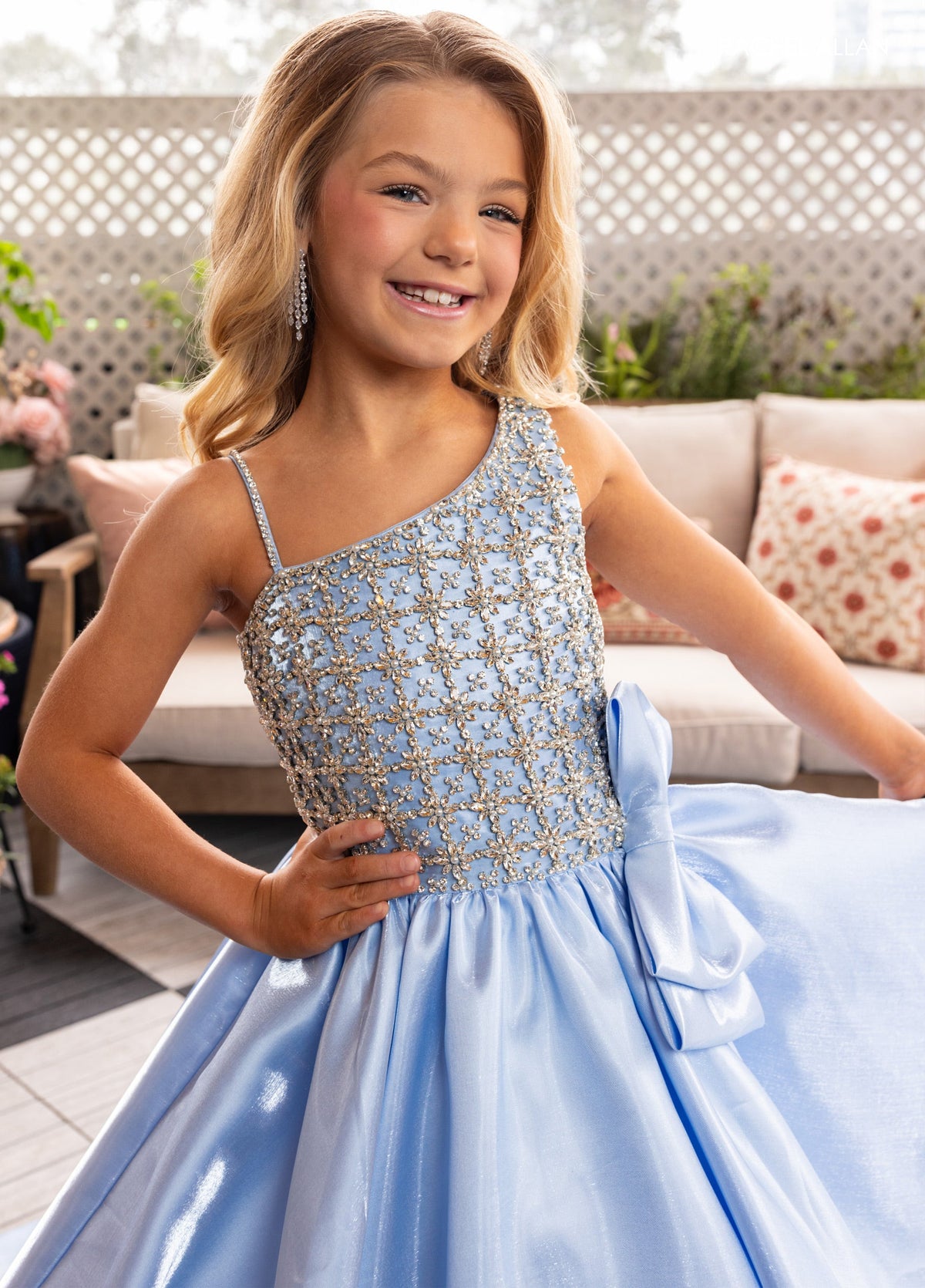 Rachel Allan 10298 Girl's Satin One Shoulder Gown