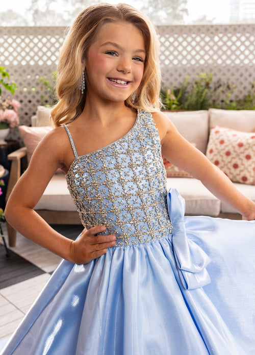Rachel Allan 10298 Girl's Satin One Shoulder Gown