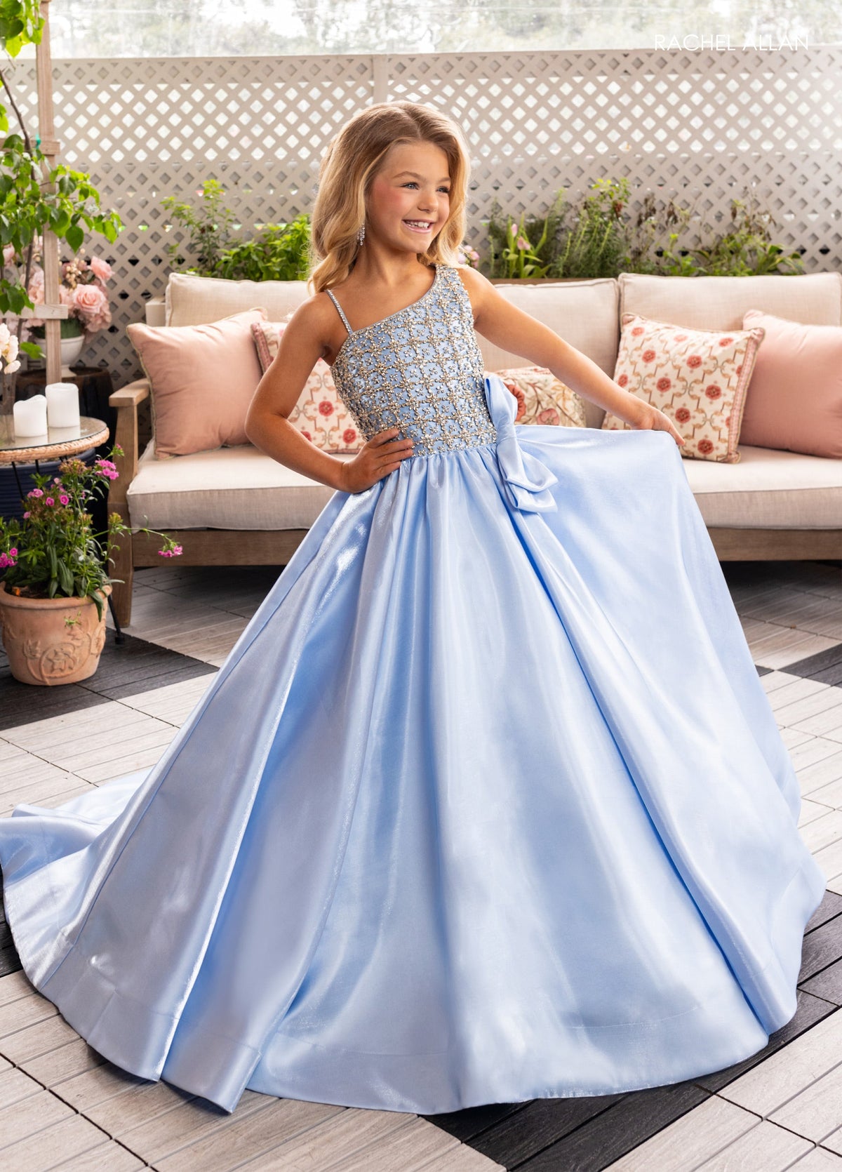 Rachel Allan 10298 Girl's Satin One Shoulder Gown