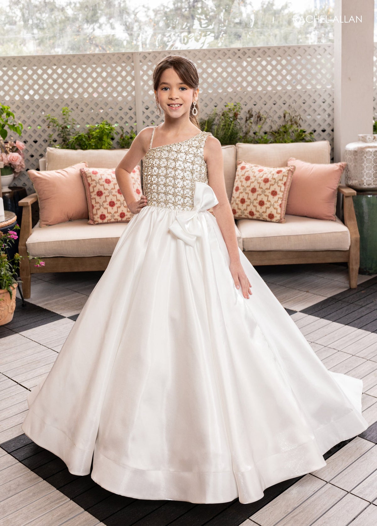 Rachel Allan 10298 Girl's Satin One Shoulder Gown