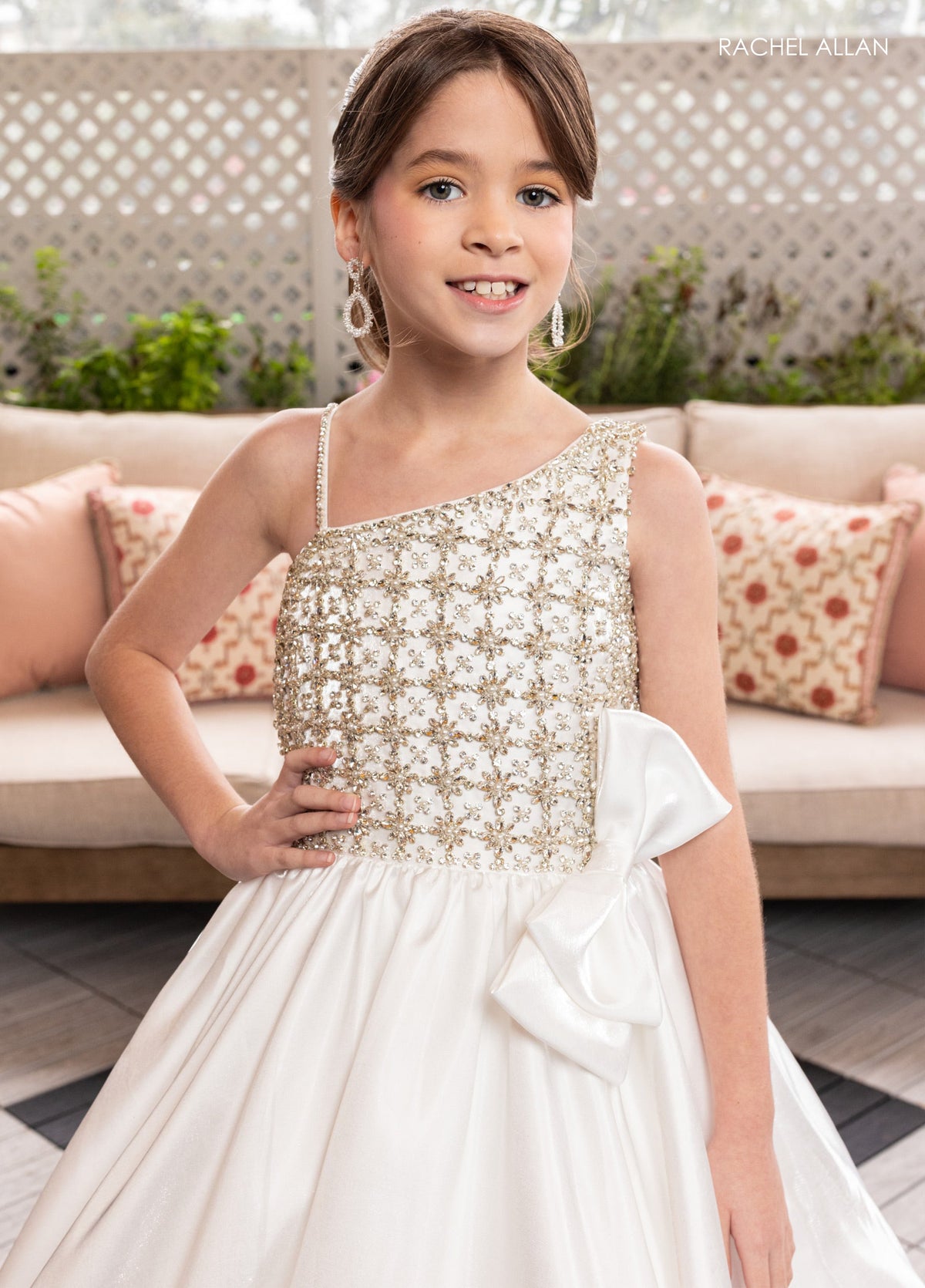 Rachel Allan 10298 Girl's Satin One Shoulder Gown