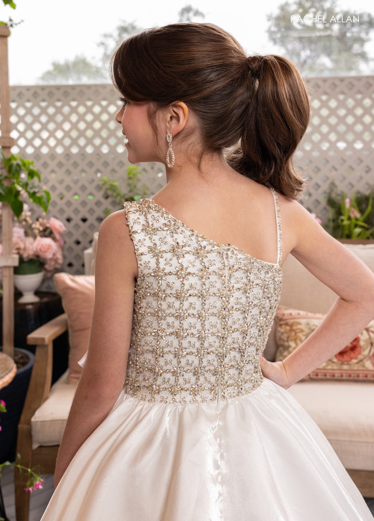 Rachel Allan 10298 Girl's Satin One Shoulder Gown