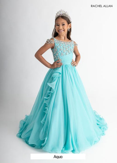 Cold Shoulder Illusion Neckline Crystal Beaded Ruched Bodice Ball Gown by Rachel Allan 10302