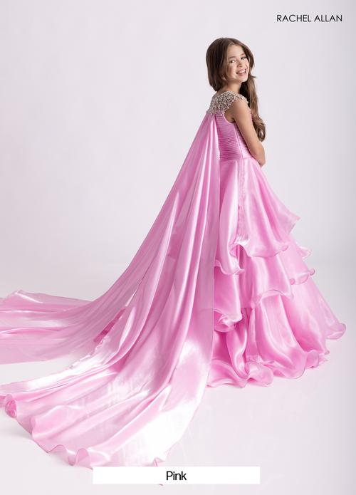 Jewel Illusion Neck Crystal Beaded Pleated Bodice Tiered Organza Ball Gown Dress by Rachel Allan 10310