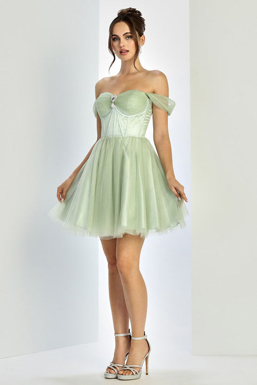 Cocktail Dresses Homecoming Short Glitter Cocktail Prom Dress Sage