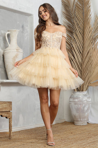 Cocktail Dresses Prom Short Glitter Applique Homecoming Cocktail Dress Champagne