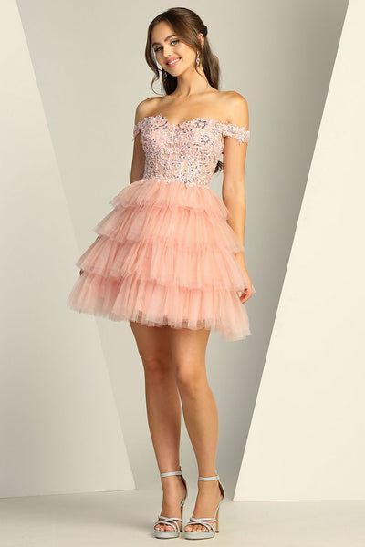 Cocktail Dresses Prom Short Glitter Applique Homecoming Cocktail Dress Rose