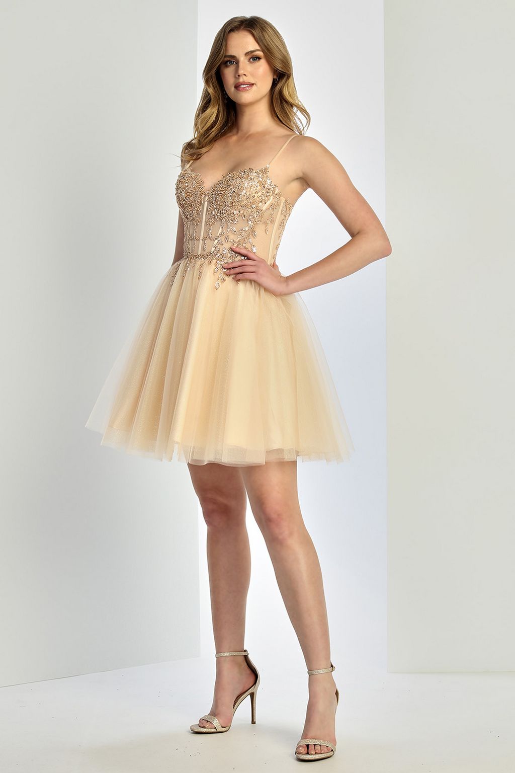 Cocktail Dresses Homecoming Short A Line Corset Applique Cocktail Dress Champagne